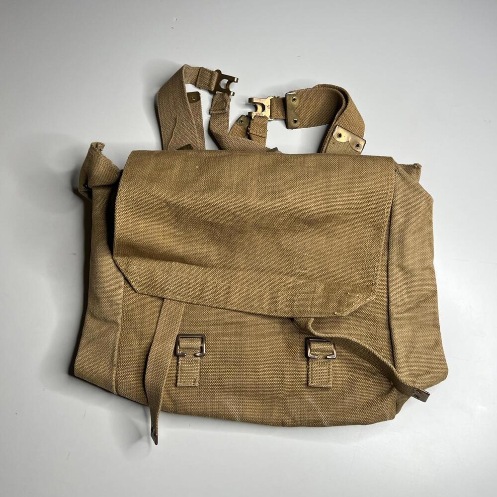 Vintage 1952‎ Military Style Canvas Field Bag Khaki Cotton Utility Shoulder Bag